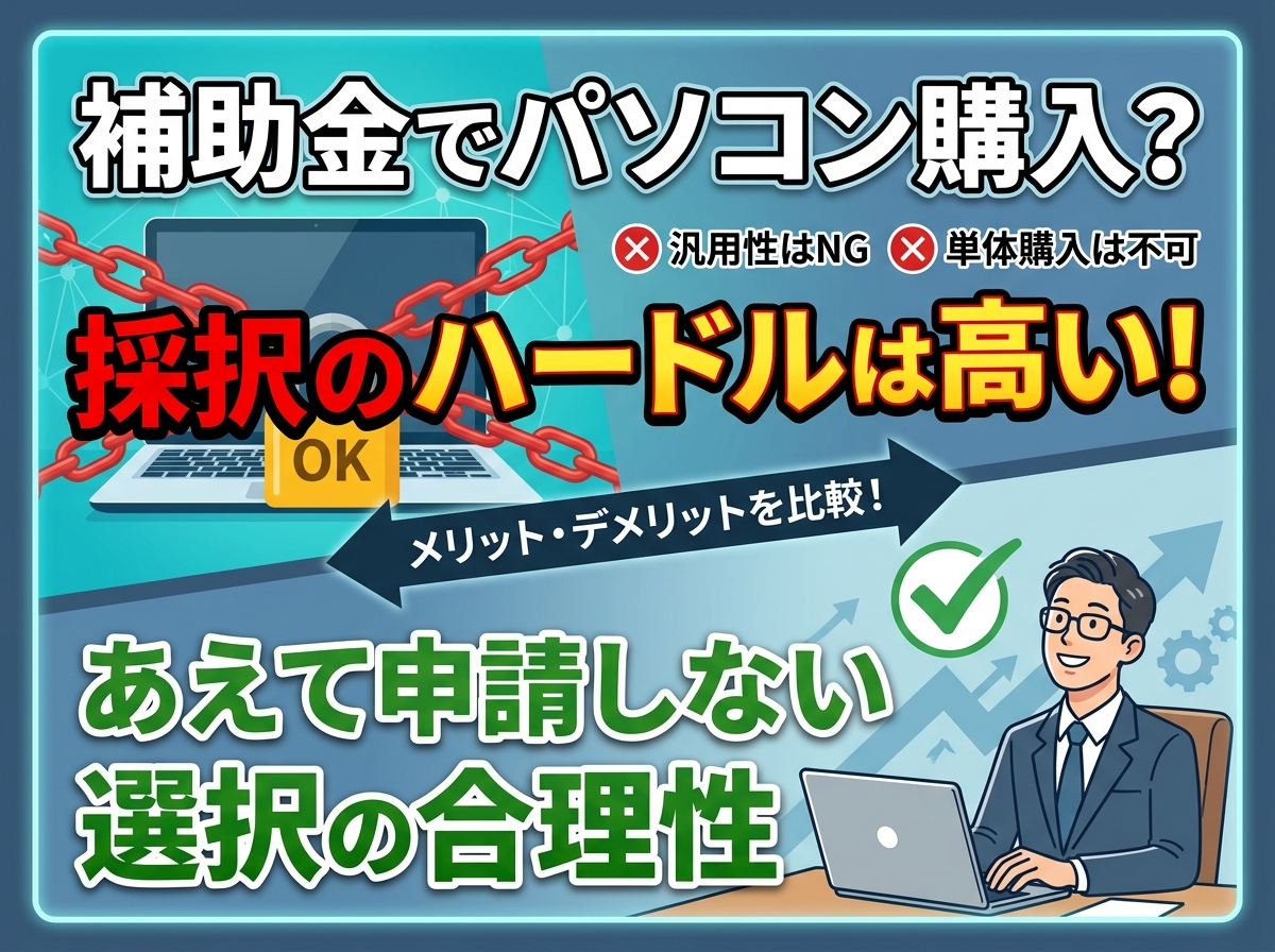 PC購入に補助金は使える？採択のハードルと「あえて申請しない」選択肢の合理性