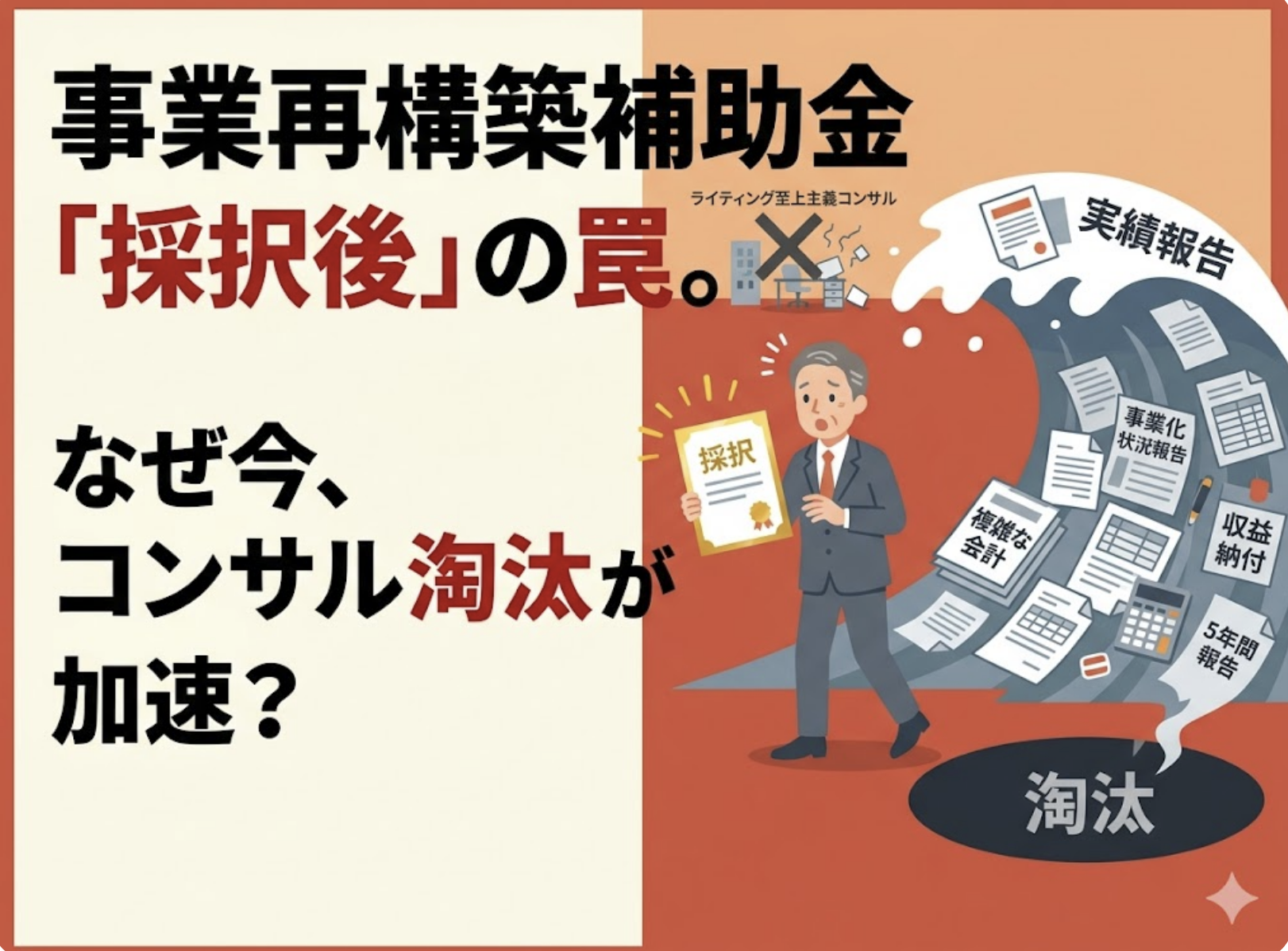 業再構築補助金の「採択後」に潜む罠。なぜ今、補助金コンサル業界の淘汰が加速しているのか