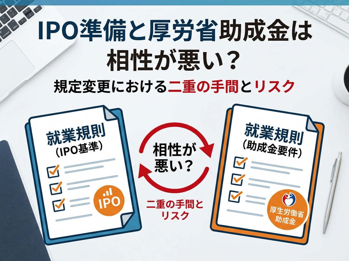 IPO準備と厚労省助成金は相性が悪い？規定変更における二重の手間とリスク