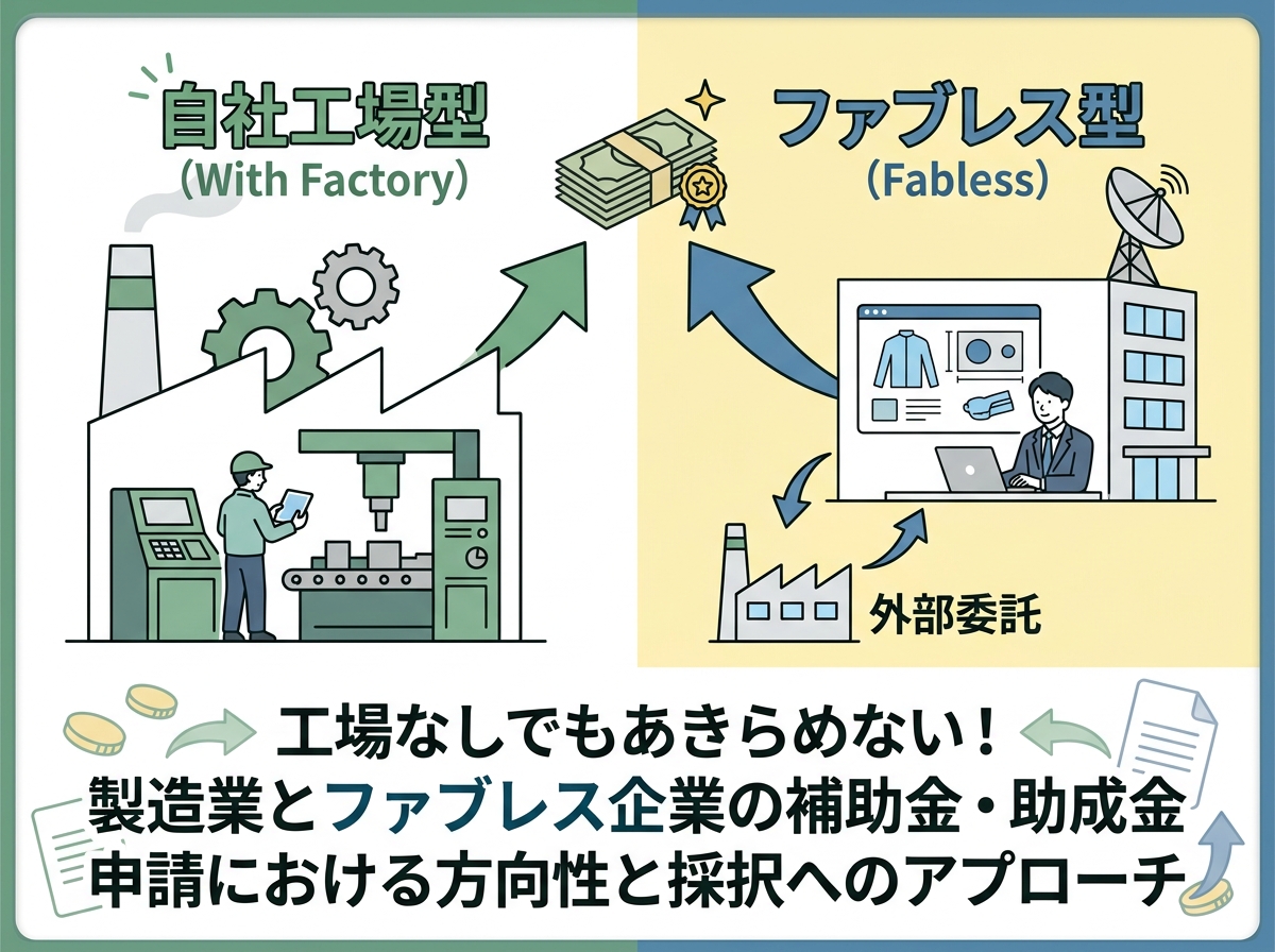 工場なしでもあきらめない！製造業とファブレス企業の補助金・助成金申請における方向性と採択へのアプローチ