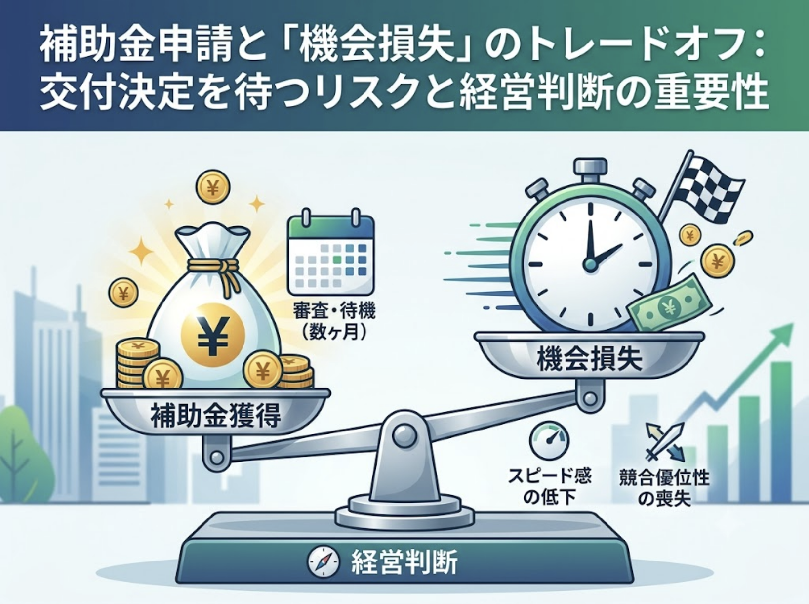 補助金申請と「機会損失」のトレードオフ：交付決定を待つリスクと経営判断の重要性