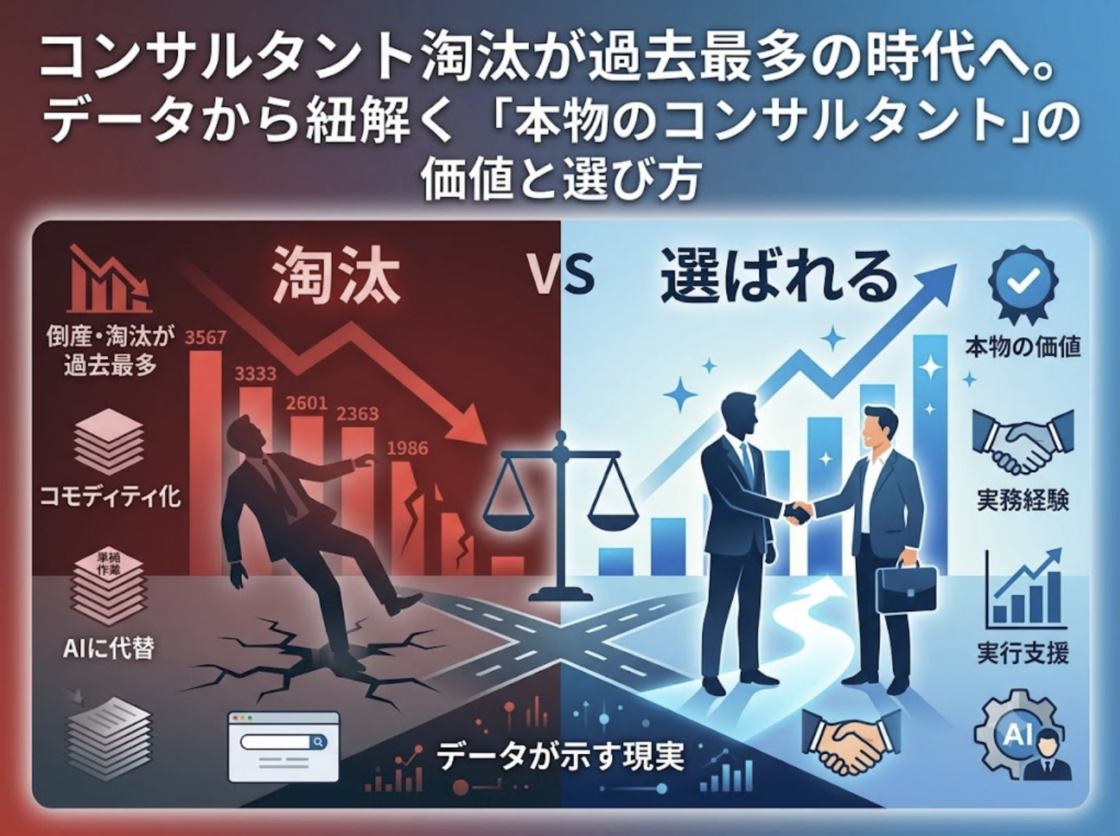 コンサルタント淘汰が過去最多の時代へ。データから紐解く「本物のコンサルタント」の価値と選び方